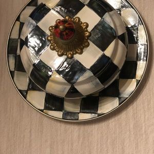 NWOT Mackenzie-Childs Black and white Check Butter Dish